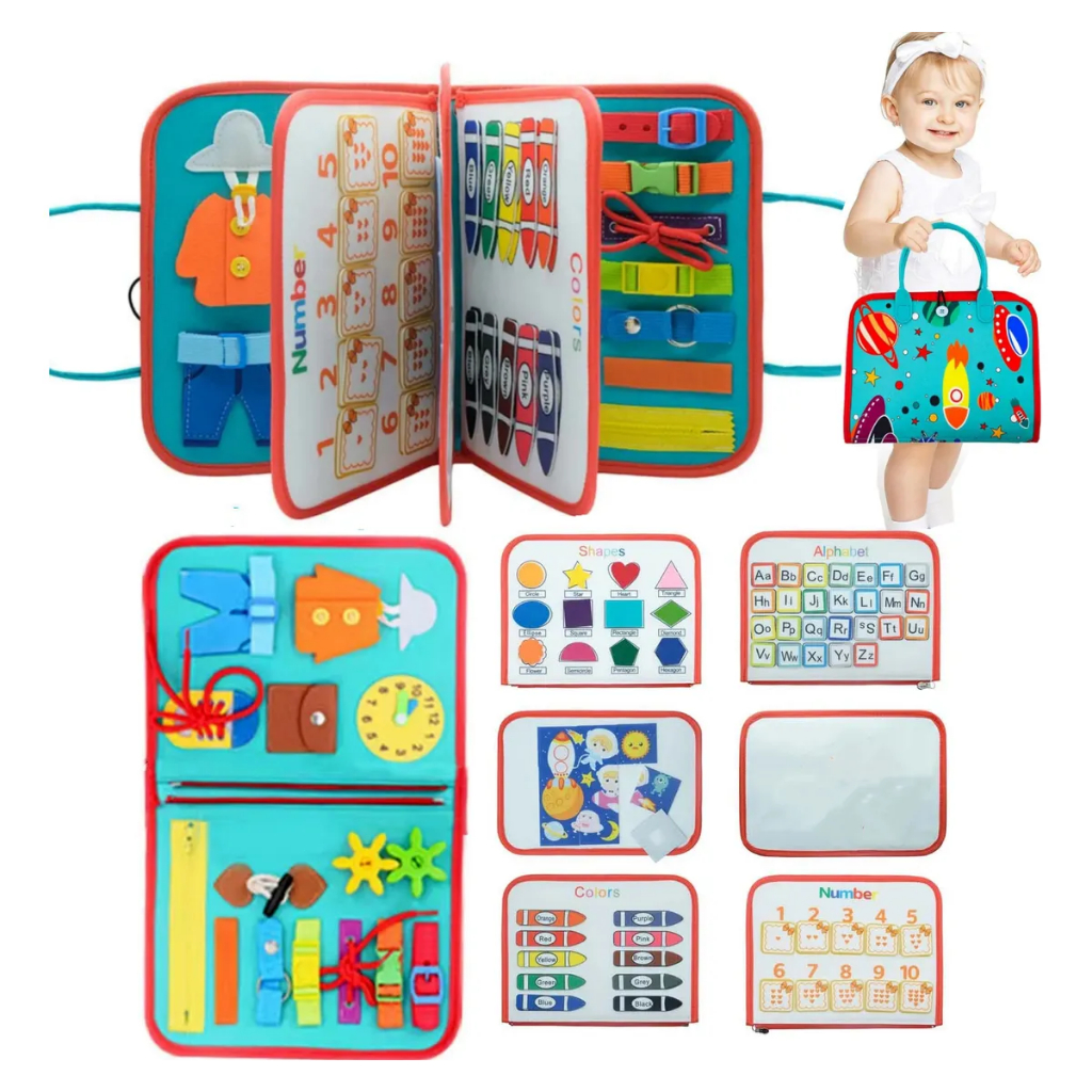 Montessori Busy Board Para Crianças-Brinquedos Sensoriais De Habilidades Básicas