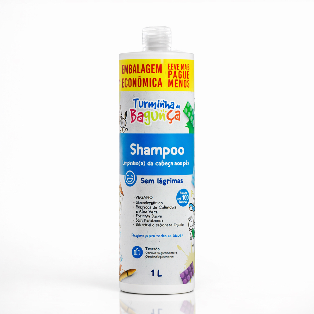 Shampoo/Sabonete Líquido Infantil 1LITRO Sem Lágrimas TURMINHA DA BAGUNÇA